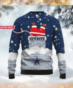 Dallas Cowboys NFL Football Team Logo Symbol Santa Claus Custom Name Personalized 3D Ugly Christmas Sweater Shirt For Men And Women On Xmas Days