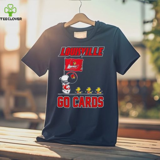 Snoopy and Woodstock holding flag Louisville go Cards hoodie, sweater, longsleeve, shirt v-neck, t-shirt