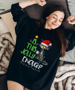 Is This Jolly Enough Black Cat Merry Christmas Tree Lights Shirt