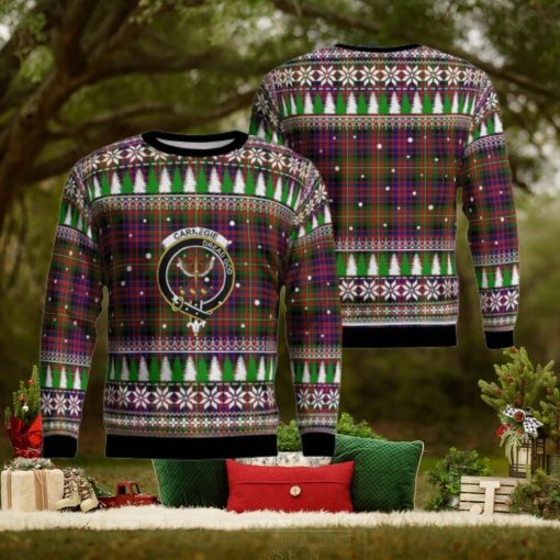 Carnegie Modern Crest Tartan Christmas Ugly Sweater 3D Gift For Men And Women