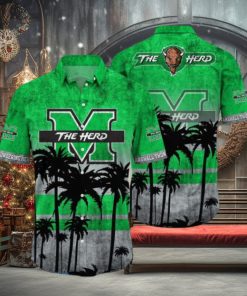 Marshall Thundering Herd Logo Coconut Tropical Hawaiian Shirt Beach Gift For Fans