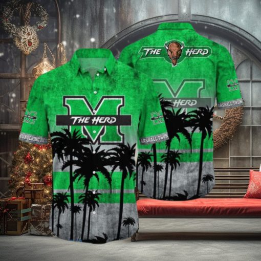 Marshall Thundering Herd Logo Coconut Tropical Hawaiian Shirt Beach Gift For Fans