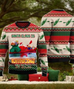 Santa Claus Is Kayaking To Town Christmas Gift Ugly Christmas Sweater Xmas Holiday