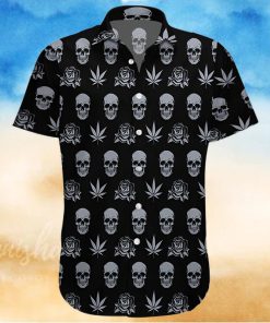 Buy Hawaiian Aloha Shirts Black Weed Rose And Skull