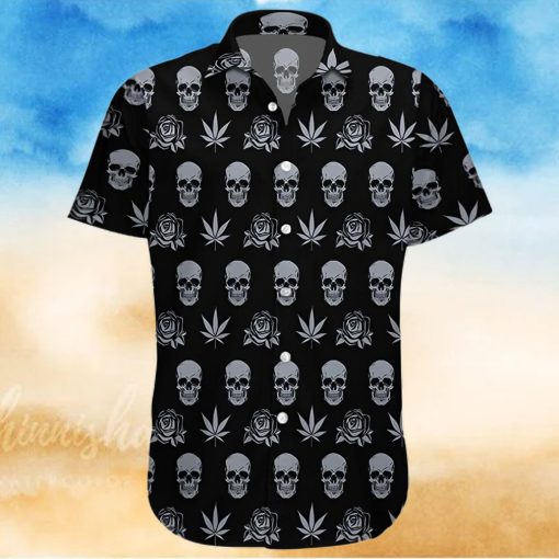 Buy Hawaiian Aloha Shirts Black Weed Rose And Skull