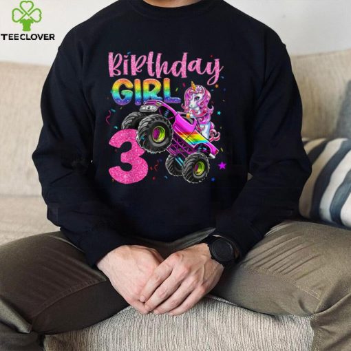 3rd Unicorn Monster Truck Birthday Girls Racing Love 3 Years T Shirt