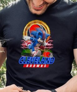 Ultra Sonic The Hedgehog Playing Rugby Football Cleveland Browns T Shirt