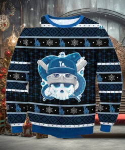 MLB LA Dodgers Skull Baseball Christmas Ugly Sweater