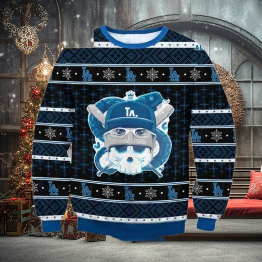 MLB LA Dodgers Skull Baseball Christmas Ugly Sweater MLB LA Dodgers Skull Baseball Christmas Ugly Sweater
