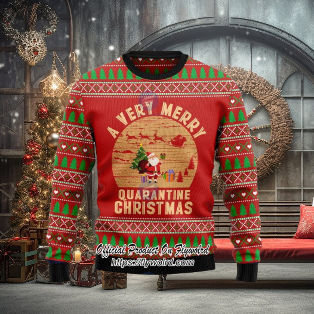 Santa A Very Merry Quarantine Christmas Ugly Christmas Sweater Santa A Very Merry Quarantine Christmas Ugly Christmas Sweater