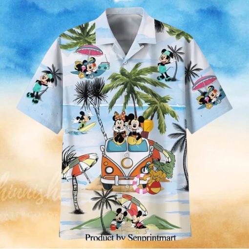 Mickey And Minnie Summer Car Trip Full Printing Hawaiian Shirt