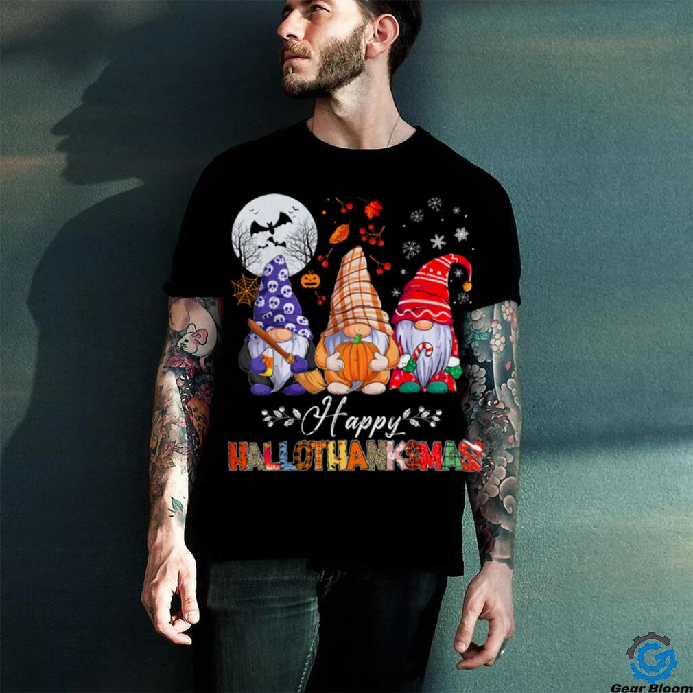 Halloween Thanksgiving Christmas Happy HalloThanksMas Gnomes T Shirt Halloween Thanksgiving Christmas Happy HalloThanksMas Gnomes T Shirt