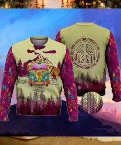 Campervan Into Forest Hippie Camping Ugly Christmas Sweater