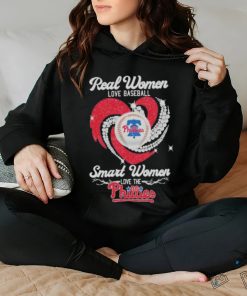 Official Real Women Love Baseball Smart Women Love The Phillies Diamond Heart 2023 Shirt