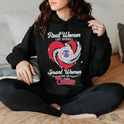 Official Real Women Love Baseball Smart Women Love The Phillies Diamond Heart 2023 Shirt