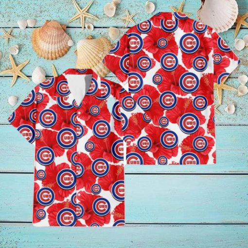 Chicago Cubs Big Red Hibiscus Lover 3D Hawaiian Shirt Summer Gift For Fans