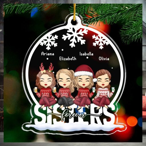 Besties Forever   Bestie Personalized Custom Ornament   Acrylic Snow Globe Shaped   Christmas Gift For Best Friends, BFF, Sisters