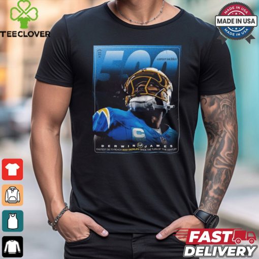 Derwin James Los Angeles Chargers 500 career tackles since the turn of the century shirt