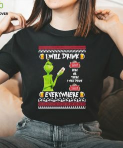 grinch I Will Drink Stella Artois Here And There Everywhere Merry Christmas Thoodie, sweater, longsleeve, shirt v-neck, t-shirt