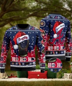 Atlanta Braves 2023 World Series Champions Ho Ho Ho 3D Ugly Christmas Sweater 3D Printed Men And Women Holiday Gift