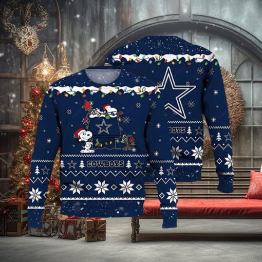 Dallas Cowboys Ugly Sweater Snoopy Night Ugly Christmas Sweater 3D Printed Men And Women Holiday Gift