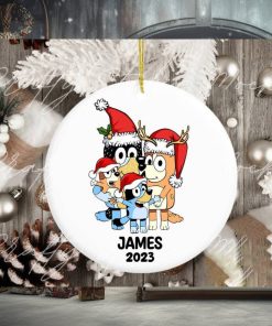 Custom Kid Name Bluey Family 2023 Christmas Ceramic Ornament