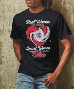 Official Real Women Love Baseball Smart Women Love The Phillies Diamond Heart 2023 Shirt