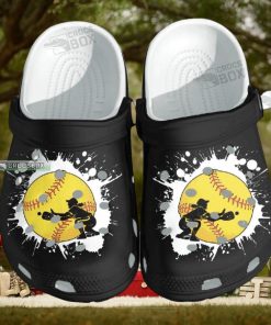 Baseball Girl Custom Shoes Crocs – Baseball Beach Black Crocs Womens