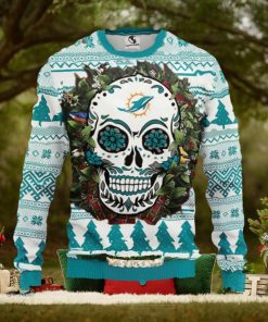 Miami Dolphins Skull Flower Ugly Christmas Ugly Sweater