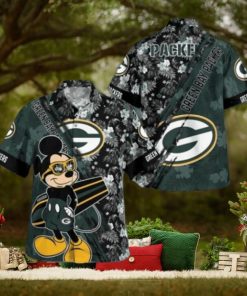 Green Bay Packers Mickey Mouse Floral Short Sleeve Hawaii Shirt