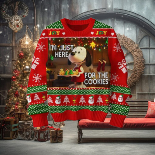 Snoopy I’m Just Here For The Cookies Christmas Ugly Sweater