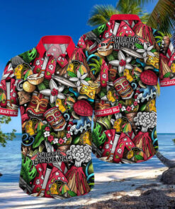 hicago Blackhawks Tiki Adventure Hawaiian Shirt
