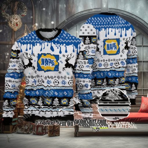hot ugly christmas sweater napa auto parts logo reindeer christmas tree snowflake