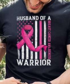 Husband Of A Warrior Breast Cancer Awareness American Flag T Shirt
