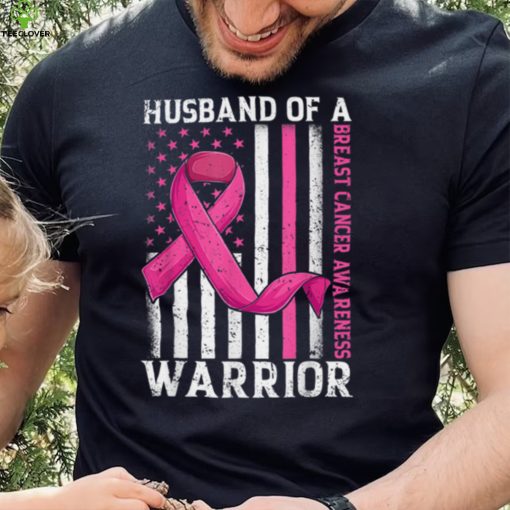 Husband Of A Warrior Breast Cancer Awareness American Flag T Shirt