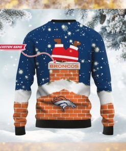 Denver Broncos NFL Football Team Logo Symbol Santa Claus Custom Name Personalized 3D Ugly Christmas Sweater Shirt For Men And Women On Xmas Days