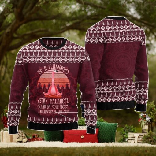 Flamingo Yoga Ugly Christmas Sweater AOP All Over Printed Sweater