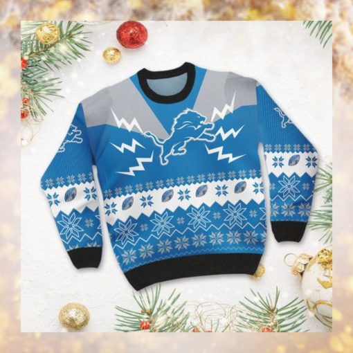 Detroit Lions NFL Football Team Logo Symbol 3D Ugly Christmas Sweater Shirt Apparel For Men And Women On Xmas Days