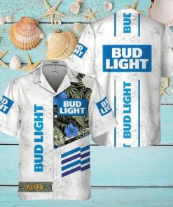 Bud Light White Tropical Flower Hawaiian Shirt For Men And Women Gift Hawaiian Beer