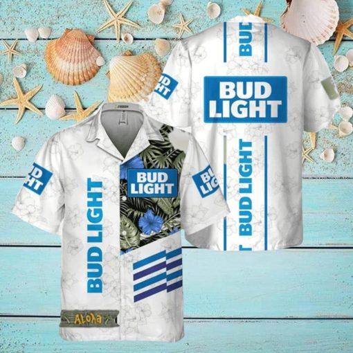 Bud Light White Tropical Flower Hawaiian Shirt For Men And Women Gift Hawaiian Beer