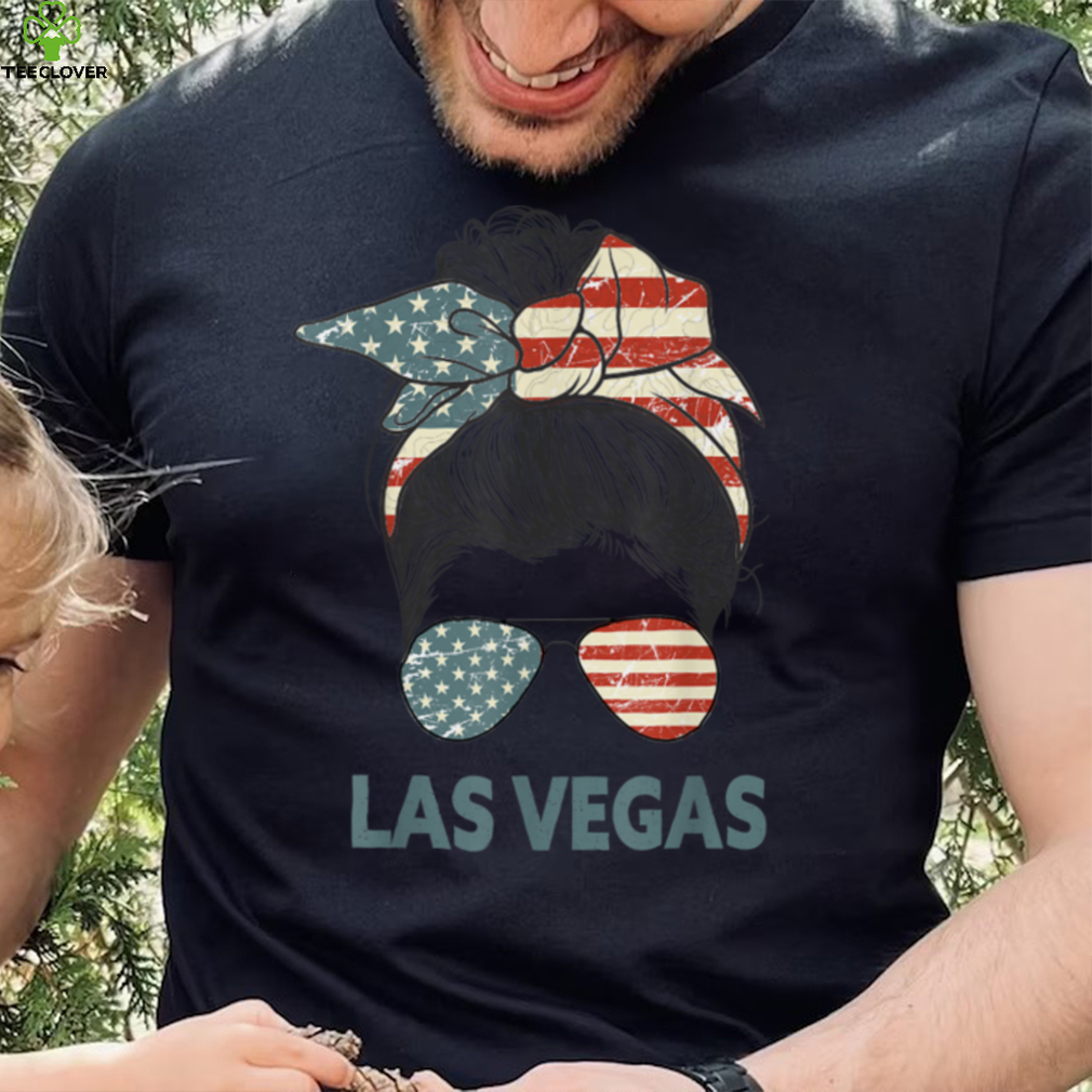 Las Vegas girl Messy bun American Girl Nevada Prid USA flag T Shirt