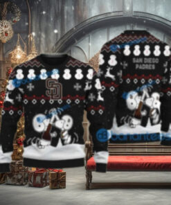 San Diego Padres Snoopy Ugly Sweater Snowmen Christmas Theme