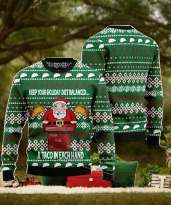 Keep Your Holiday Diet Balanced With Tacos Christmas Gift Ugly Christmas Sweater Xmas Holiday
