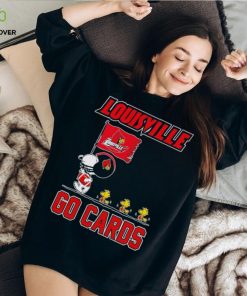 Snoopy and Woodstock holding flag Louisville go Cards hoodie, sweater, longsleeve, shirt v-neck, t-shirt