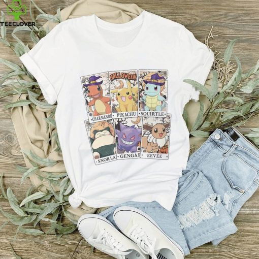 Pocket Monster Tarrot Card Halloween Shirt, Pikachu Eevee Snorlax Squirtle Halloween Shirt