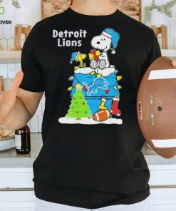 Peanuts Snoopy And Woodstock Detroit Lions Merry Christmas Shirt