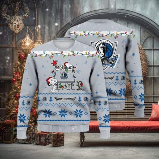 Dallas Mavericks Snoopy Christmas Light Woodstock Snoopy Ugly Christmas Sweater 3D Printed Men And Women Holiday Gift