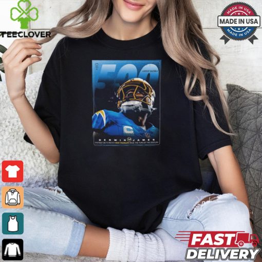 Derwin James Los Angeles Chargers 500 career tackles since the turn of the century shirt