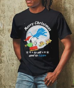 Santa Snoopy And Reindeer Woodstock Merry Christmas To All And To Detroit Lions Shirt