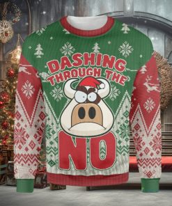 Grumpy Cow Dashing Through The Snow Farmer Ugly Christmas Sweater